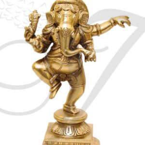 6.8" Dancing Ganesha Brass Nritya Ganapati Statue In Dance Posture