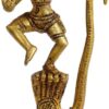 8.5" Lord Krishna Dancing on Serpent Snake Kaliya Brass Sculpture