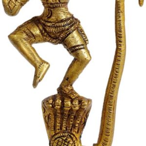8.5" Lord Krishna Dancing on Serpent Snake Kaliya Brass Sculpture