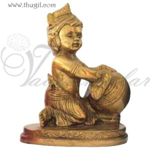 Little Baby Krishna Brass Statue In Butter Thief Posture
