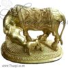 7 inches Sacred Kamadhenu The Wish Fulfilling Cow Brass Sculpture