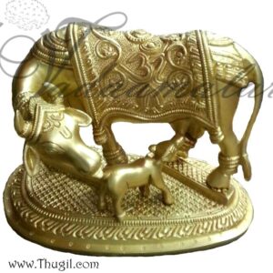 7 inches Sacred Kamadhenu The Wish Fulfilling Cow Brass Sculpture