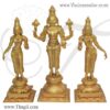 12" Vishnu Sridevi & Bhoodevi Moorthi Brass idol