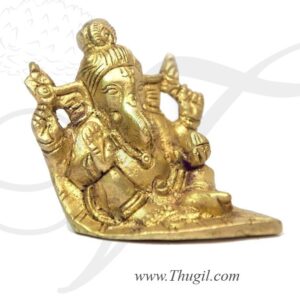 Lord Ganesha On Leaf Brass Idol
