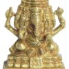2.8" Five Faces Seated Ganesha Panchamukhi Ganesha Brass Statue