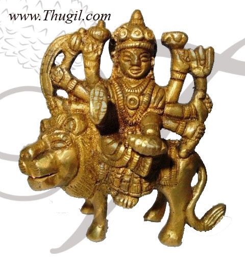 Goddess Durga Devi Hindu Religious Brass Statue