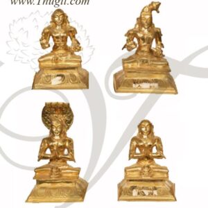 3 inches Brass Statue of Acharya- Swami Ramanuja, Swami Namazhwar, Swami Manavaalamamuuni, Swami Desikan