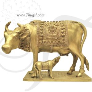 4" Sacred Kamadhenu The Wish Fulfilling Cow Brass Sculpture