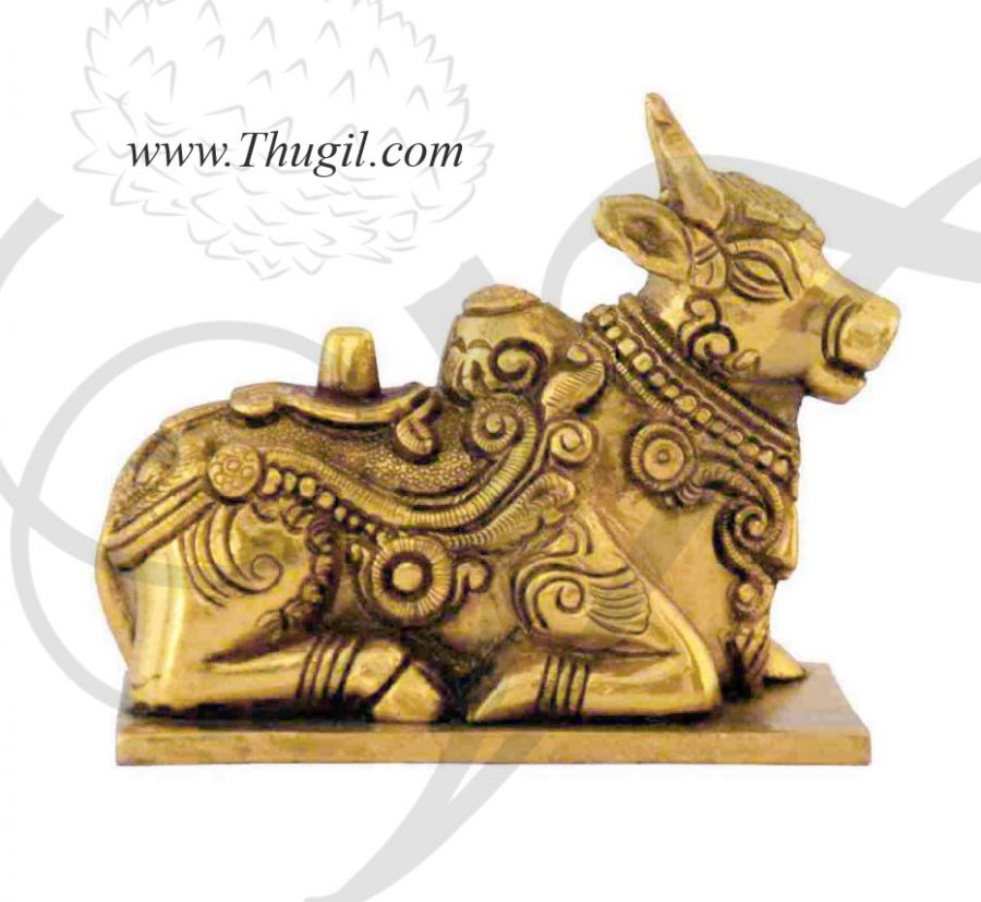 4" Lord Nandi Shiva Bull Brass Statue