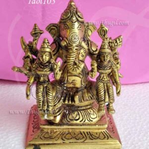 Brass Shree Ganesha With Riddhi Siddhi Statues 5 inches