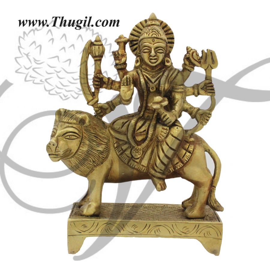Goddess Durga Devi Hindu Religious Brass Statue