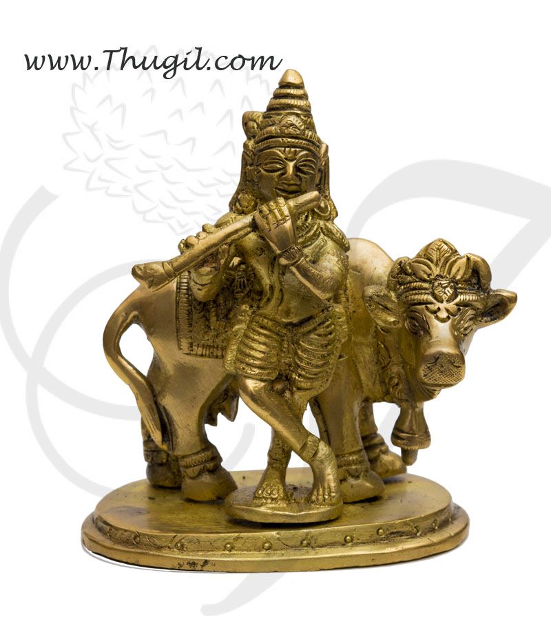 Lord Krishna Home Decor Brass Decorative Statue Buy Now 4"