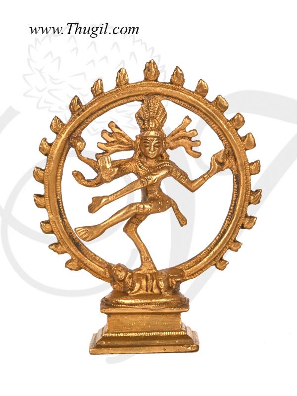 4.2" Hindu Lord Nataraja Shiva in Brass Statue Dancing Statue