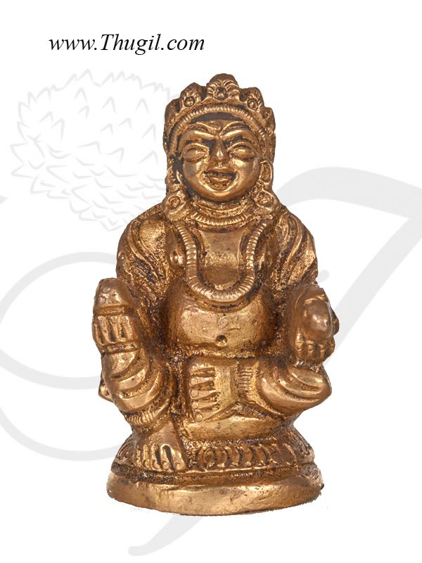 2.6" Kubera Kuberan Small Brass Statue