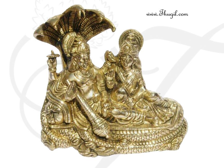 6.5" Lord Vishnu & Lakshmi Brass idol