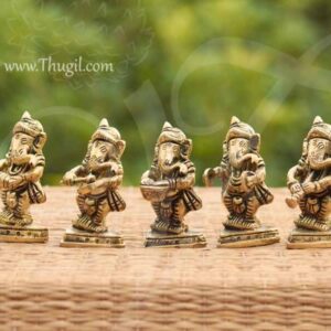 Ganesha Ganesh Musician Set Brass Hand Crafted Set of Five Buy Online 3"