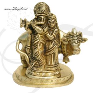 4" Indian Lord Krishna and Radha Home Decor Brass Decorative Statue