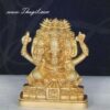 3.5" Five Faces Seated Ganesha Panchamukhi Panchamuga Vinayagar Brass Statue