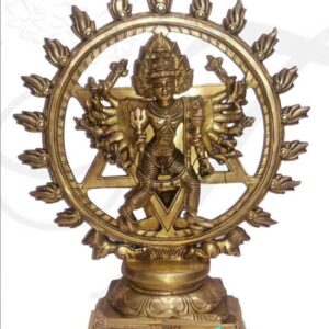 15 inches tall Brass Chakrathazhwar Chakra Perumal Vishnu Hindu Idols Buy Now