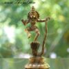 4.5" Lord Krishna Dancing on Serpent Snake Kaliya Brass Sculpture