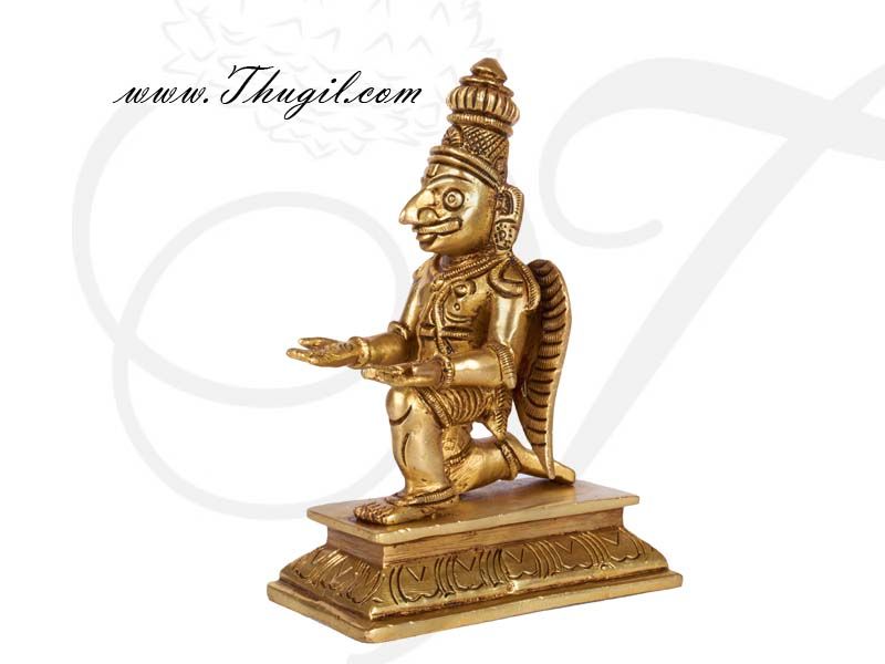 6" Indian Lord Garudalwar Brass Decorative Statue.