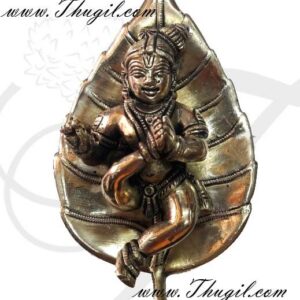 5" Brass Baby Krishna On Leaf Wall Hang Idol