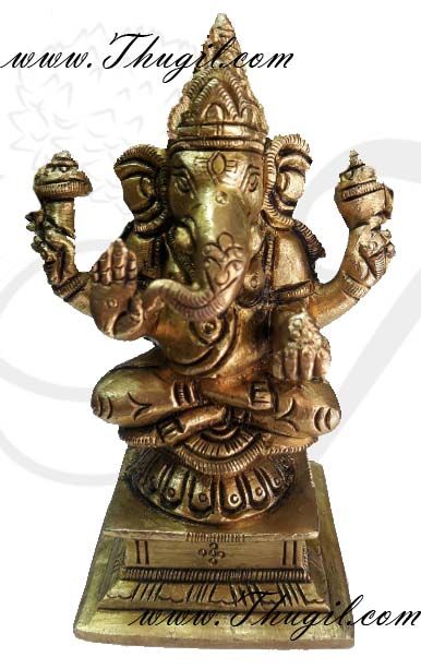 5.5" Ganesha Standing Brass Diya India Indian Gift