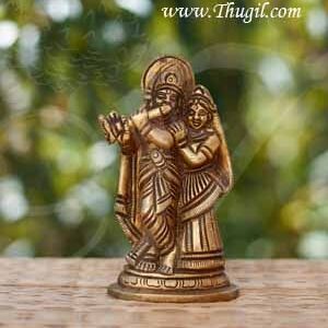 3.5" Lord Krishna Radha Statue in Brass Buy Online