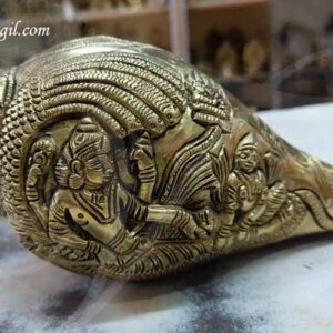 7 Inches Vishnu Ranganathar Ornamental Brass Conch Shankh Sanku Buy Now