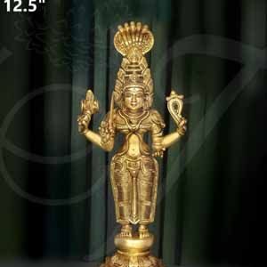 12 inches Goddess Mariamman Karumari Statue Idol in Brass Buy Now