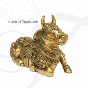 Lord Nandi Brass Statue India Bull Beautiful and Heavy Shop Online - 6 inches