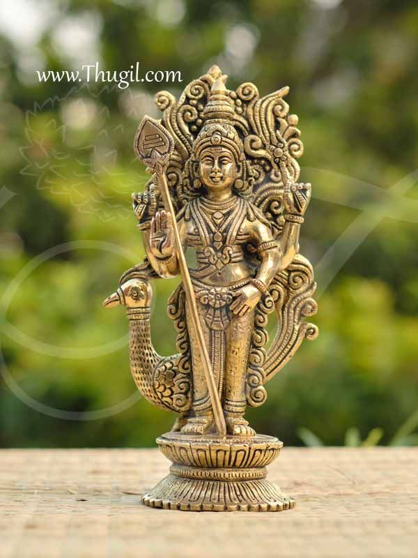 Brass Lord Murugar Karthikeya Statue Buy Now 10"