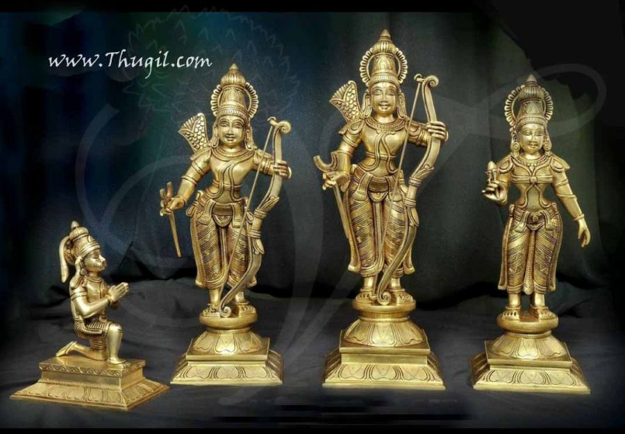 Rama Sita Lakshmana and Hanuman Brass Idol Buy Now 12" (1 feet)