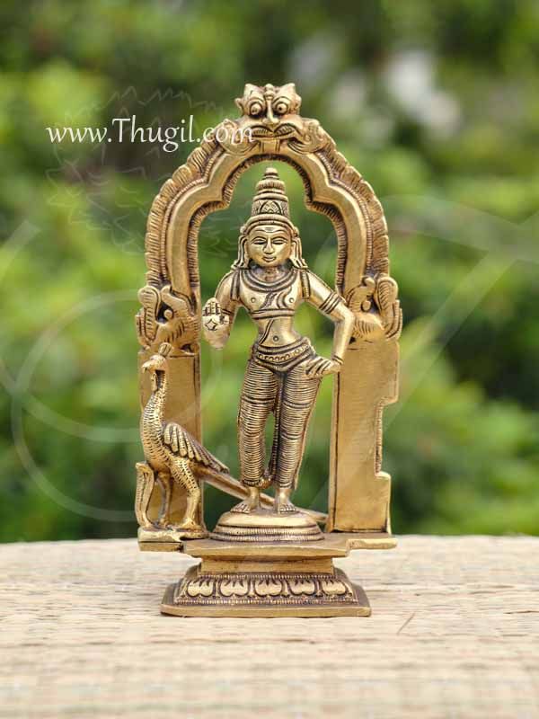 Brass Bala Murugan Karthegeyan With Peacock Statues Buy Now 7"