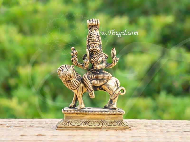 Brass Idol Goddess Narashimhika Pratyangira Devi Statue 6 inches