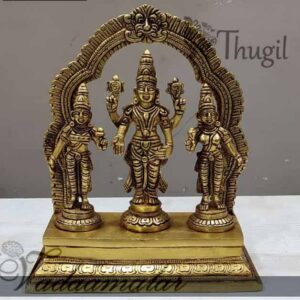 Lord Vishnu with Sridevi Bhudevi Brass idol 8 Inches