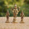 Brass Statue of Vishnu SriDevi and BhoDevi 5" Pure Carved