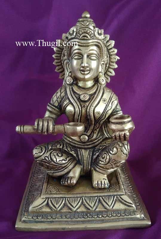 Brass Annapurna Devi Statue 6 inches