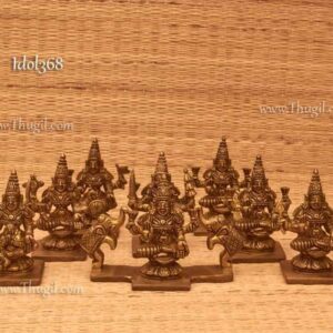 Ashtalakshmi brass set of 8 Ashta Lakshmi Statues 3.5 inches