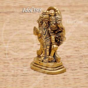 Five Faces Panchamuga Hanuman Brass Statue 2.5 inches