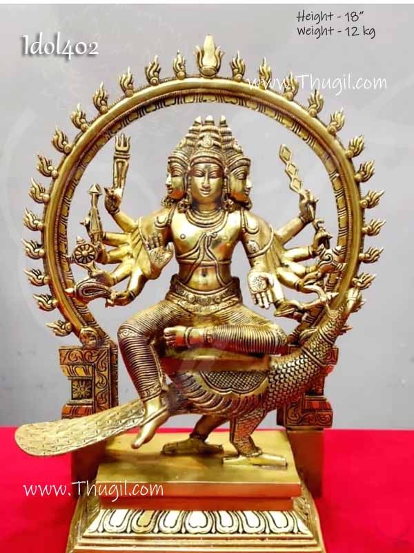Aarumugam Murugan on Peacock Brass Idol Statue 18 inches