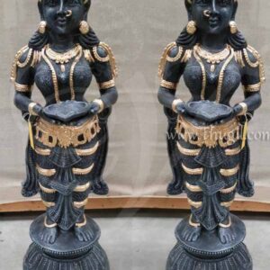 Pavai Villaku Lady with Lamp Indian Dolls Paper Mache 35 inches