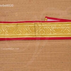 Waist Belt Red with Gold Border Dhothi Pooja Belt Hindu Temple 48 inches