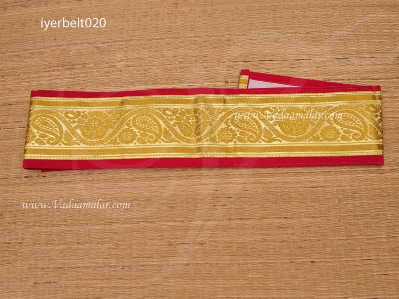 Waist Belt Red with Gold Border Dhothi Pooja Belt Hindu Temple 48 inches