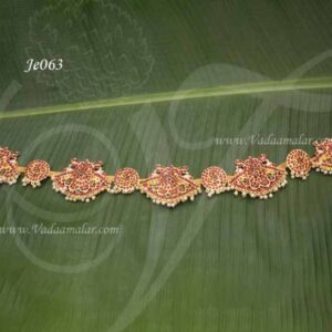 Devi Alangaram Peacock Kemp Red Stones Hip Waist Belt Odiyanam India