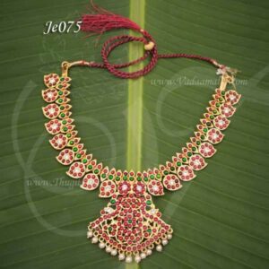 Manga mala Mango Necklace Kemp Stones for Hindu Gods 6 inches