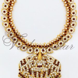 Lakshmi Design maroon And White Stones Necklace Bharatanatyam South India Indian Jewelry