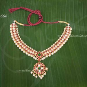 South Indian Kemp Temple Jewelry Necklace swamy alankaram