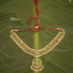 South Indian Kemp Temple Jewelry Short Green Necklace Dance Jewellery