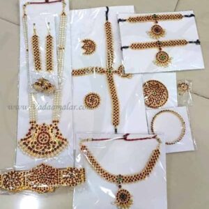 Temple Jewellery simple kemp stones 10 pieces set - Medium size